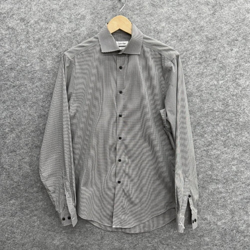 Calvin Klein Men's Performance Non-Iron Dress Shirt, Slim Fit, Gray, 15.5 34/35